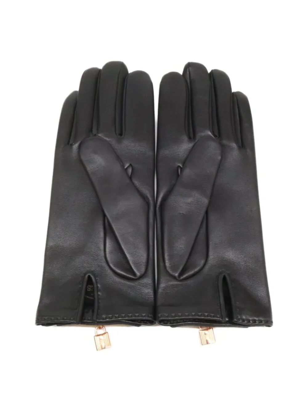 Hermes New Lambskin Lining Silk Soya Kelly Gloves 7.5